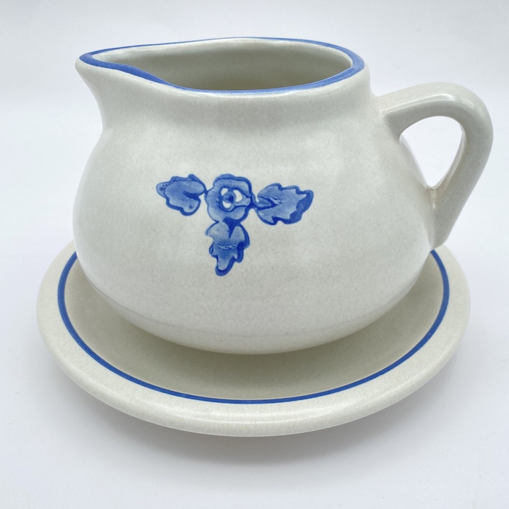 Pfaltzgraff Yorktowne Gravy‎ Boat Dish Underplate Saucer Stoneware Vintage